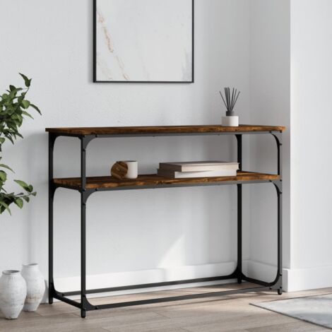Table console-Table d'entrée chêne fumé 100x35,5x75 cm bois d'ingénierie 985887 (1/5)