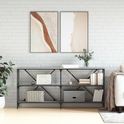 Table console-Table d'entrée sonoma gris 160x30x75 cm bois d'ingénierie et fer (1/5)