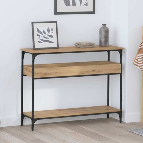 Table console avec étagère-Table d'entrée chêne artisanal 100 x 29 x 75 cm 422584 (1/5)