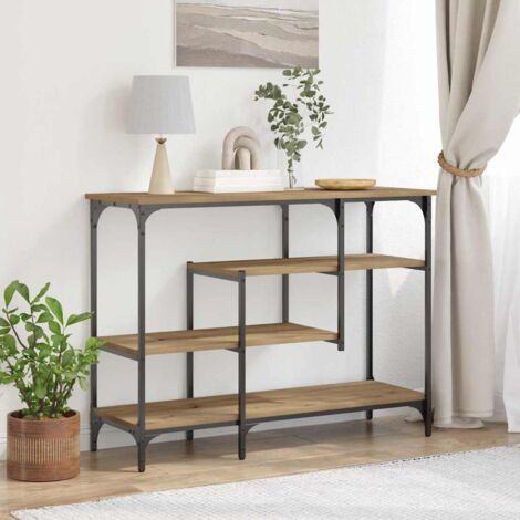Table console avec étagère-Table d'entrée chêne artisanal 100 x 35 x 75 cm (1/5)