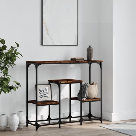 Table console-Table d'entrée chêne fumé 89,5x28x76 cm bois d'ingénierie (1/5)