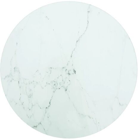 Dessus de table-Plateau de Table de Remplacement blanc Ø30x0,8cm verre trempé avec design marbre 366227