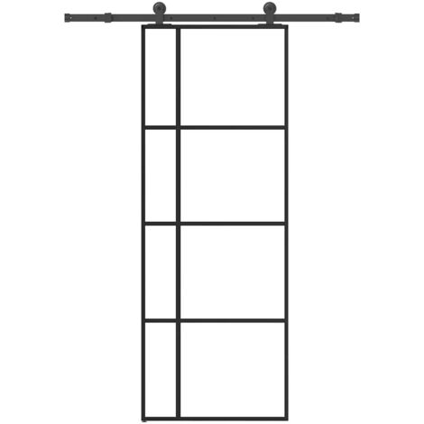 Porte coulissante avec kit de quincaillerie-Porte intérieure avec kit de montage complet 76x205 cm Verre ESG 785909 (1/5)