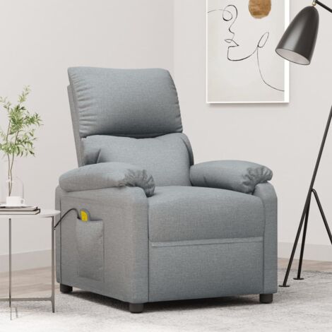 Fauteuil de massage-Chaise de relaxation-Fauteuil Relax Gris clair Tissu 722842 (1/5)