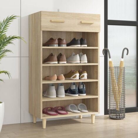 Armoire à chaussures-Meuble de rangement pour chaussure Chêne sonoma 60x35x105cm Bois d'ingénierie 422833 (1/5)