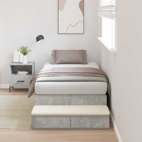 Cadre de lit avec rangement-Structure de lit avec stockage Gris béton 100 cm Bois d'ingénierie (1/5)
