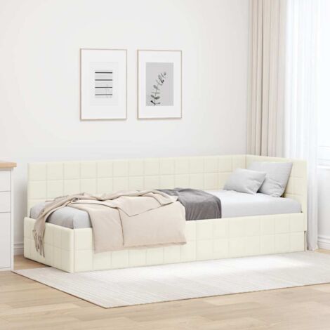 Cadre de lit d'angle-Structure de lit Crème 80 cm x 200 cm Velours 700877 (1/5)