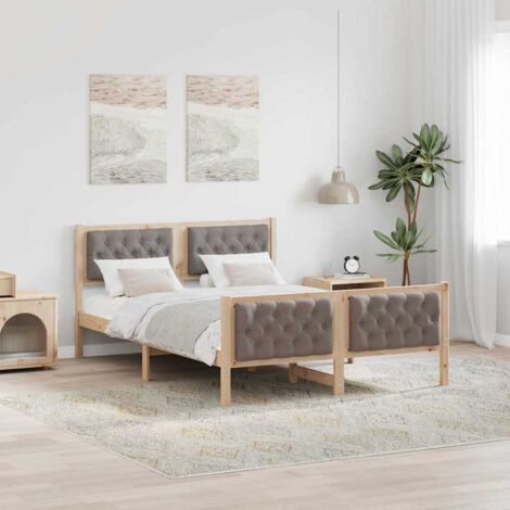 Cadre de lit avec tête de lit-Structure de lit avec panneau de lit Taupe 140 x 190 cm Pin massif 696762 (1/5)