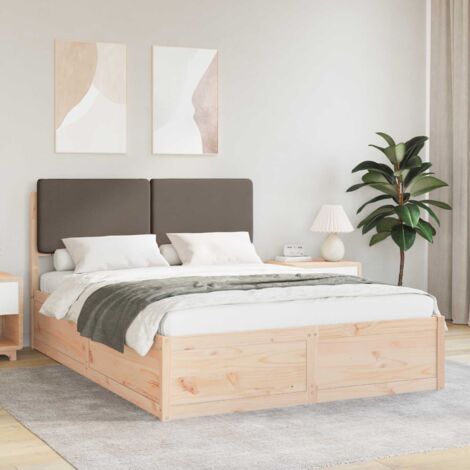 Cadre de lit avec tête de lit rembourrée-Structure de lit avec panneau de lit Taupe 140 x 200 cm 988765 (1/5)