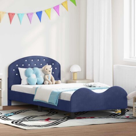Cadre de lit pour enfants avec tête de lit-Structure de lit Bleu police Velours 790963 (1/5)