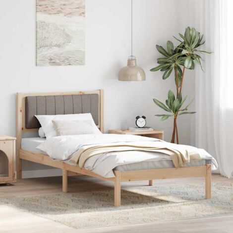 Cadre de lit avec tête de lit rembourrée-Structure de lit avec panneau de lit Taupe 90 x 190 cm 413816 (1/5)
