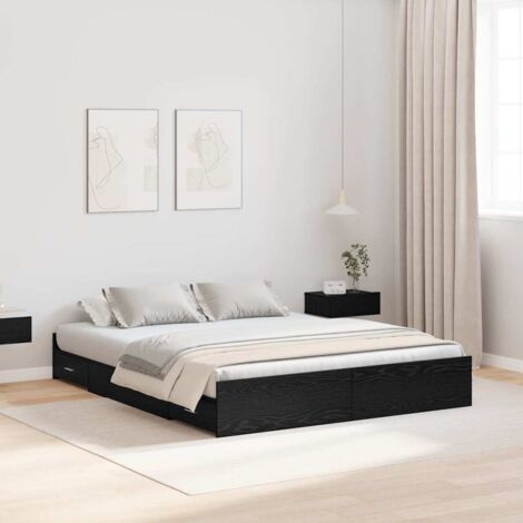 Cadre de lit avec rangement avec tiroir-Structure de lit avec stockage Chêne noir 135 x 190 cm (1/5)
