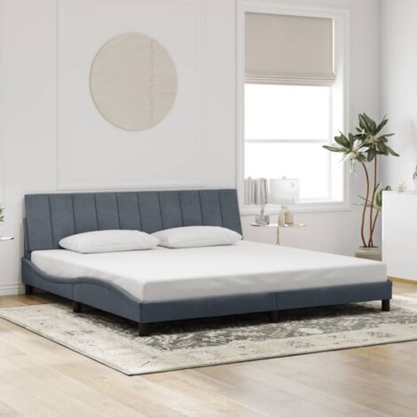 Cadre de lit sans matelas-Structure de lit Hanko gris foncé 200x200 cm velours (1/5)