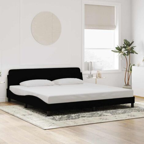 Cadre de lit king size Dover velours noir 200x200 lit double design