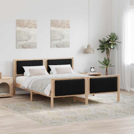 Cadre de lit-Structure de lit Marron et noir 150 x 200 cm Bois massif en pin 882866 (1/5)