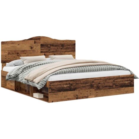 Cadre de lit-Structure de lit Bois ancien 200 x 200 cm Pin massif 802893