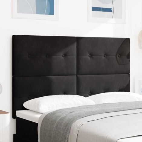 Tête de lit-Panneau de lit Montage mural avec Tête de lit-Panneau de lit Noir 144 cm Velours 588427 (1/5)