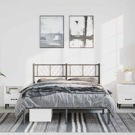 Cadre de lit métal sans matelas avec tête de lit-Structure de lit avec panneau de lit noir 135x190cm 928803 (1/5)