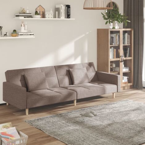 Canapé-Lit,Lit de jour,Lit de repos à 2 places avec deux oreillers taupe tissu 478943 (1/5)