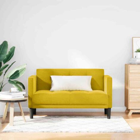 Canapé-Sofa deux places Jaune 111 cm Velours (1/5)