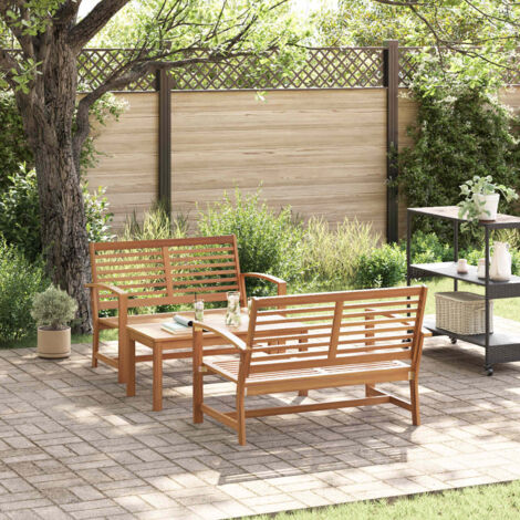 Ensemble de canapé de jardin,Salon de jardin,Sofa 3 pcs Naturel Bois de teck massif (1/5)