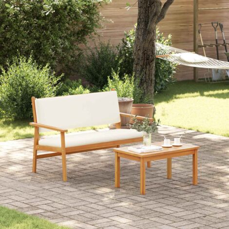 Ensemble de canapé de jardin,Salon de jardin,Sofa avec coussin 2 pcs Blanc crème (1/5)