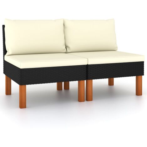 Canapés centraux,Sofa 2 pcs Résine tressée et bois d'eucalyptus 211284 (1/5)