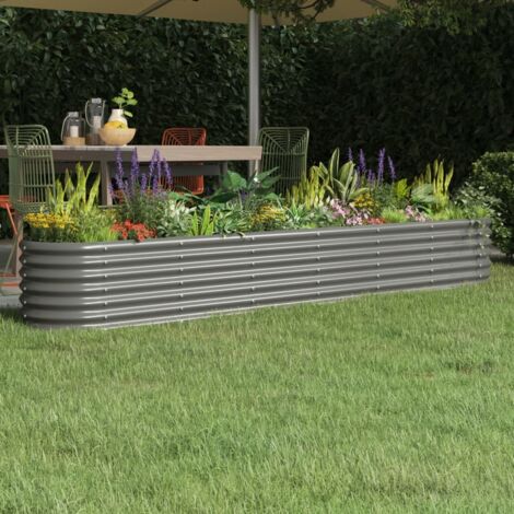 Lit surélevé de jardin-Jardinière surélevée-Bac de jardin surélevé Acier galvanisé 260x40x36 cm gris