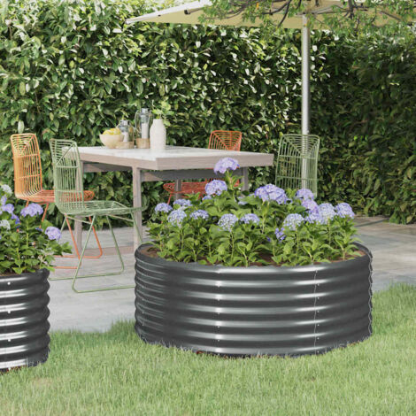 Lit surélevé de jardin-Jardinière surélevée-Bac de jardin surélevé Acier galvanisé Anthracite 480221 (1/4)