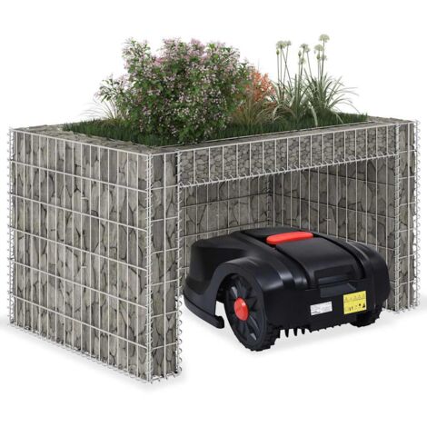 Garage tondeuse à gazon lit surélevé-Jardinière à gabion 110x80x60 cm Fil en acier