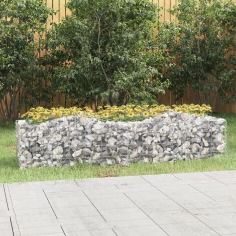 Lit surélevé à gabions arqué-Jardinière en cage à pierre-Jardinière à gabion 200x50x50 cm Fer galvanisé (1/5)