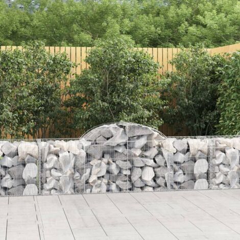 Panier de gabions arqué-Jardinière à gabion 200x50x60/80 cm Fer galvanisé 551604 (1/5)