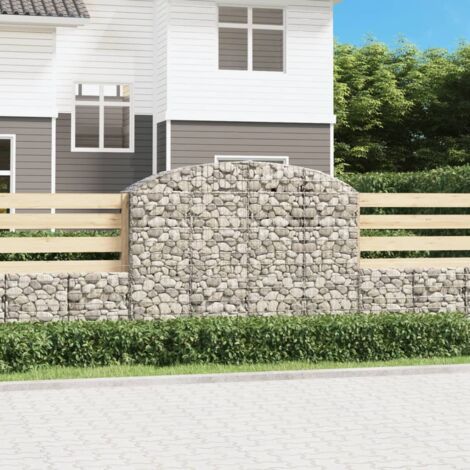 Panier de gabions arqué-Jardinière à gabion 200x50x140/160 cm Fer galvanisé 494782 (1/5)