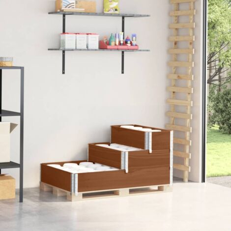 Lit surélevé à 3 niveaux-Jardinière surélevée-Bac surélevé marron 120x80 cm bois pin massif 831462 (1/5)