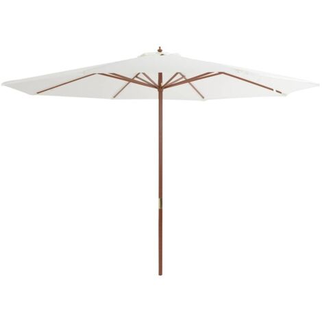 Parasol d'extérieur-Parasol de jardin avec mât en bois 350 cm Blanc sable 911232 (1/4)