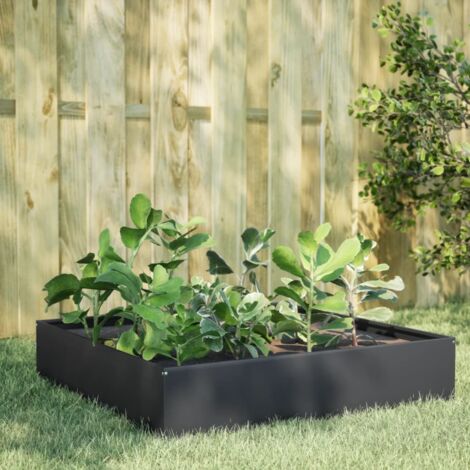 Lit surélevé de jardin-Jardinière surélevée-Bac de jardin surélevé anthracite 100x100x33,5 cm acier (1/5)