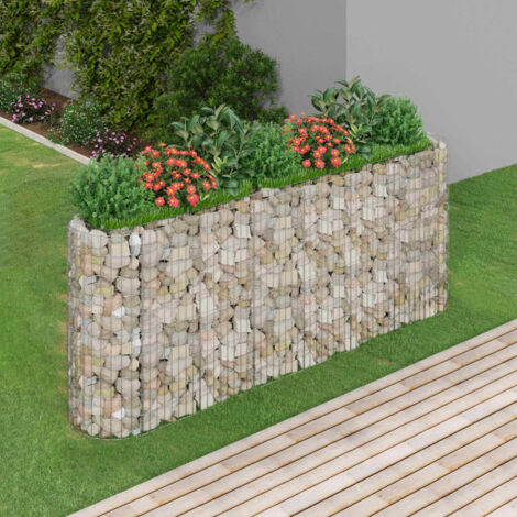 Lit surélevé à gabion-Jardinière en cage à pierre-Jardinière à gabion Fer galvanisé 260x50x100 cm (1/5)