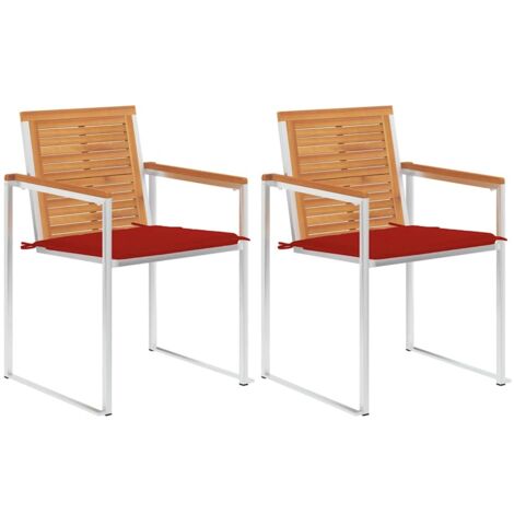 Chaises de jardin avec coussins-Chaise de terrasse-Chaise d'extérieur lot de 2 Acacia solide et acier 455711 (1/5)