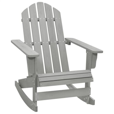 Chaise à bascule de jardin-Fauteuil à bascule-Chaise berçante Bois Gris (1/5)