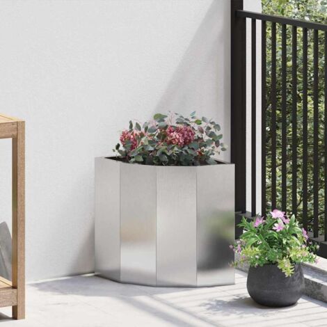 Jardinière d'Angle-Pot de fleur-Bac à fleurs Argent 30 x 30 x 35 cm Acier inoxydable (1/5)