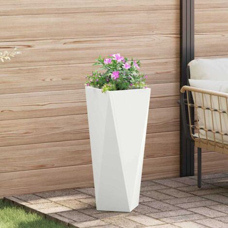 Jardinière-Pot de fleur-Bac à fleurs Blanc 30 x 30 x 75 cm Acier (1/5)