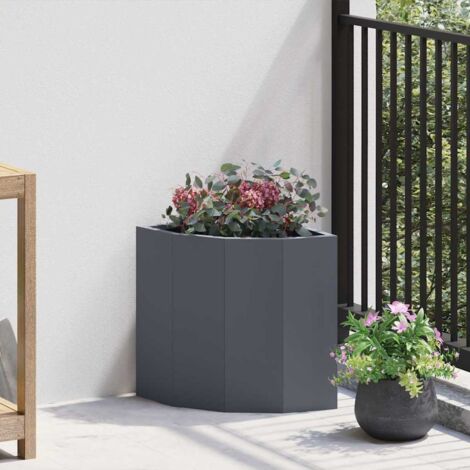 Jardinière d'Angle-Pot de fleur-Bac à fleurs Anthracite 30 x 30 x 35 cm Acier (1/5)