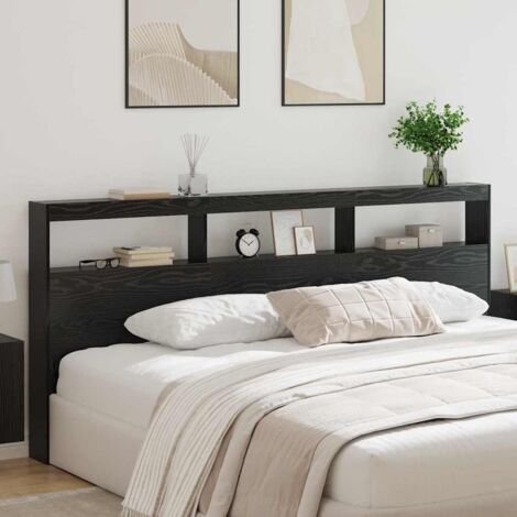 Tête de lit-Panneau de lit Chêne noir 220 x 17 x 102 cm Bois d'ingénierie (1/5)