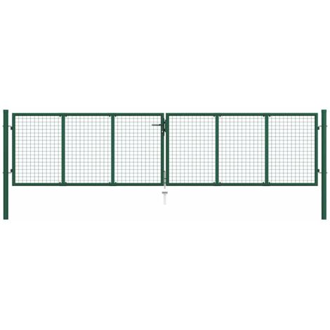 Portail de jardin-Portillon de jardin en acier grillagé 400 x 75 cm vert (1/5)
