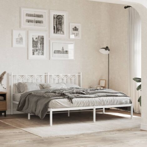 Cadre de lit,Structure de lit,Lit Adulte métal sans matelas et tête de lit blanc 180x200 cm 195494 (1/5)