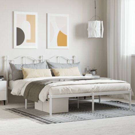Cadre de lit,Structure de lit,Lit Adulte métal sans matelas et tête de lit blanc 180x200 cm 502492 (1/5)