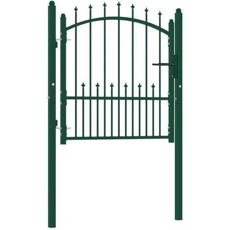 Portail de clĂ´ture-Portail de jardin-Portillon de jardin avec pointes Acier 104x97 cm Vert 231780 (1/5)