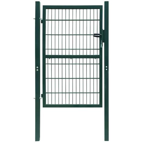 Portail de clôture-Portail de Grillage de jardin 2D (simple) vert 100x140 cm (1/5)
