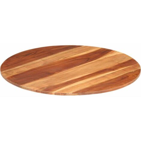 Dessus de table-Plateau de table de remplacement bois massif d'acacia rond 15-16 mm 80 cm (1/5)