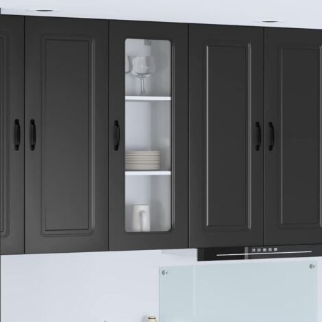 Armoire de cuisine avec stockage-Meuble de cuisine-Armoire de rangement Kalmar Noir 40 x 31 x 100 cm 639504 (1/5)
